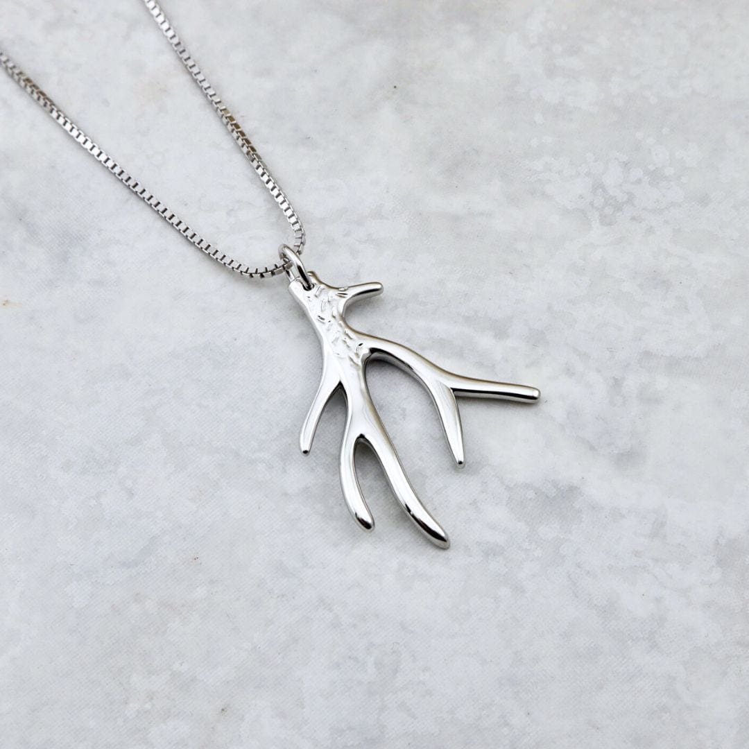 Sterling Silver Deer Antler Necklace