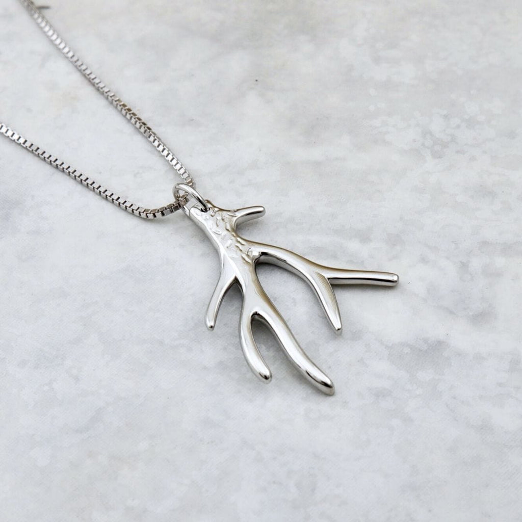 Sterling Silver Deer Antler Necklace