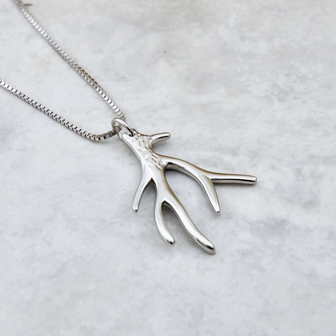 Sterling Silver Deer Antler Necklace