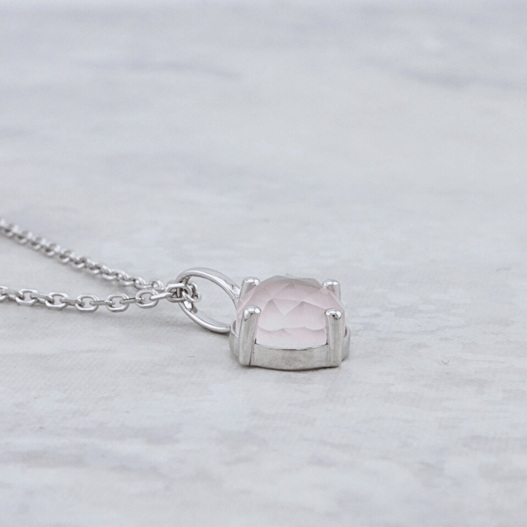 Sterling Silver Necklace with Rose Quartz