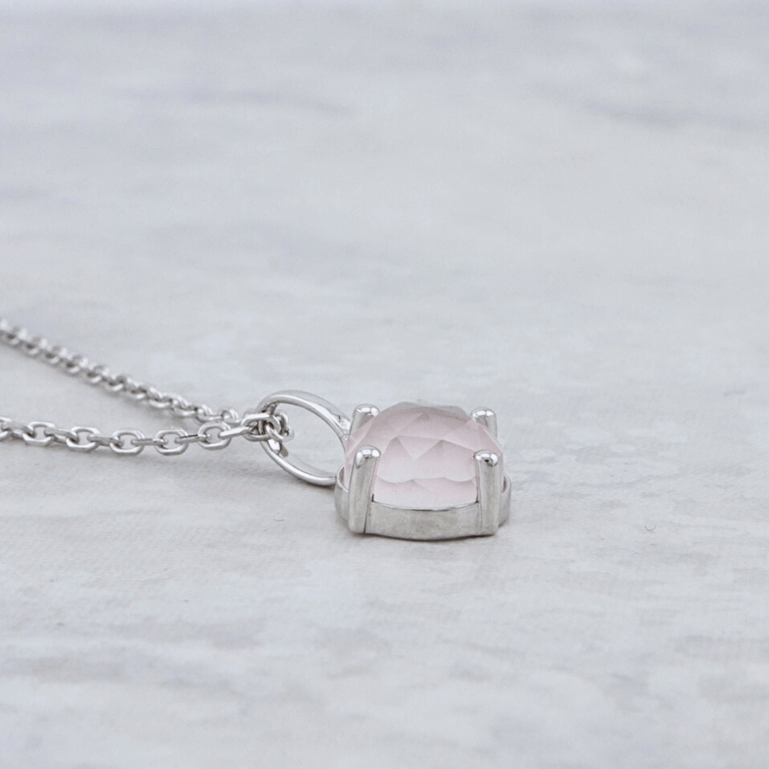 Sterling Silver Necklace with Rose Quartz
