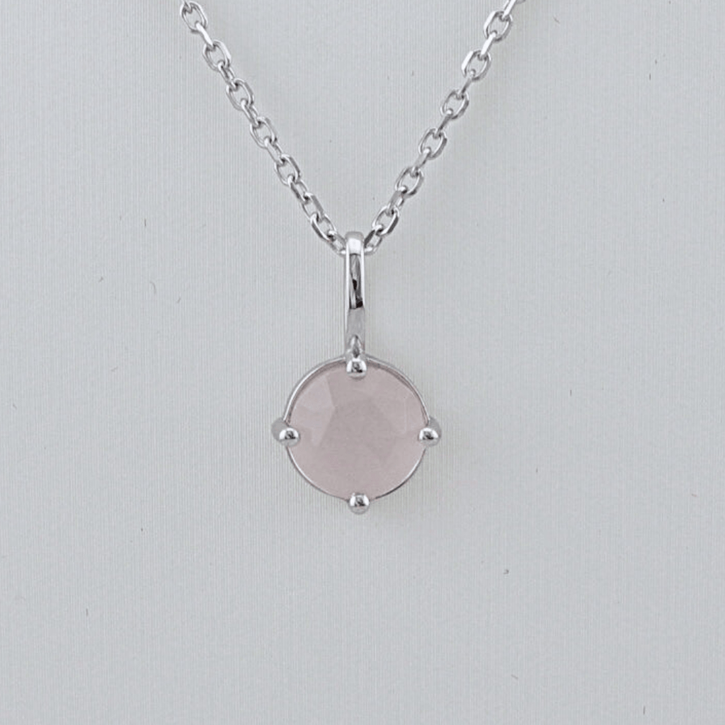 Sterling Silver Necklace with Rose Quartz