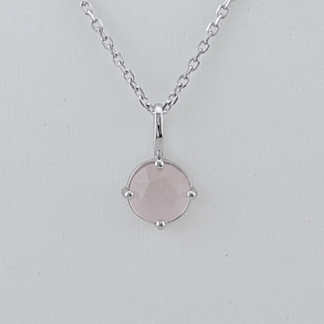 Sterling Silver Necklace with Rose Quartz