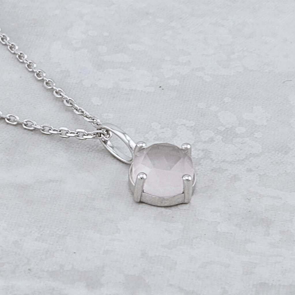 Sterling Silver Necklace with Rose Quartz