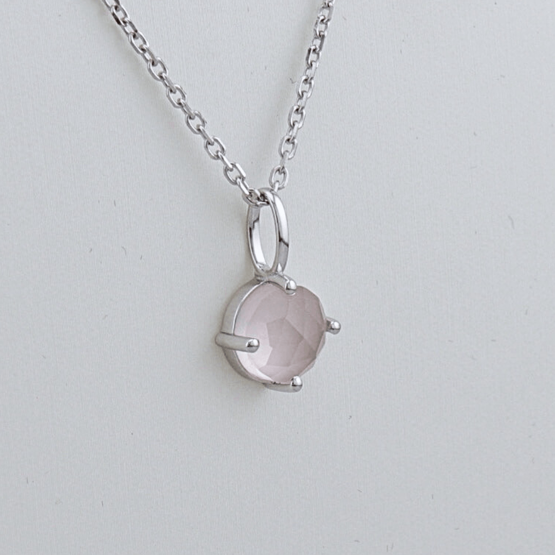 Sterling Silver Necklace with Rose Quartz