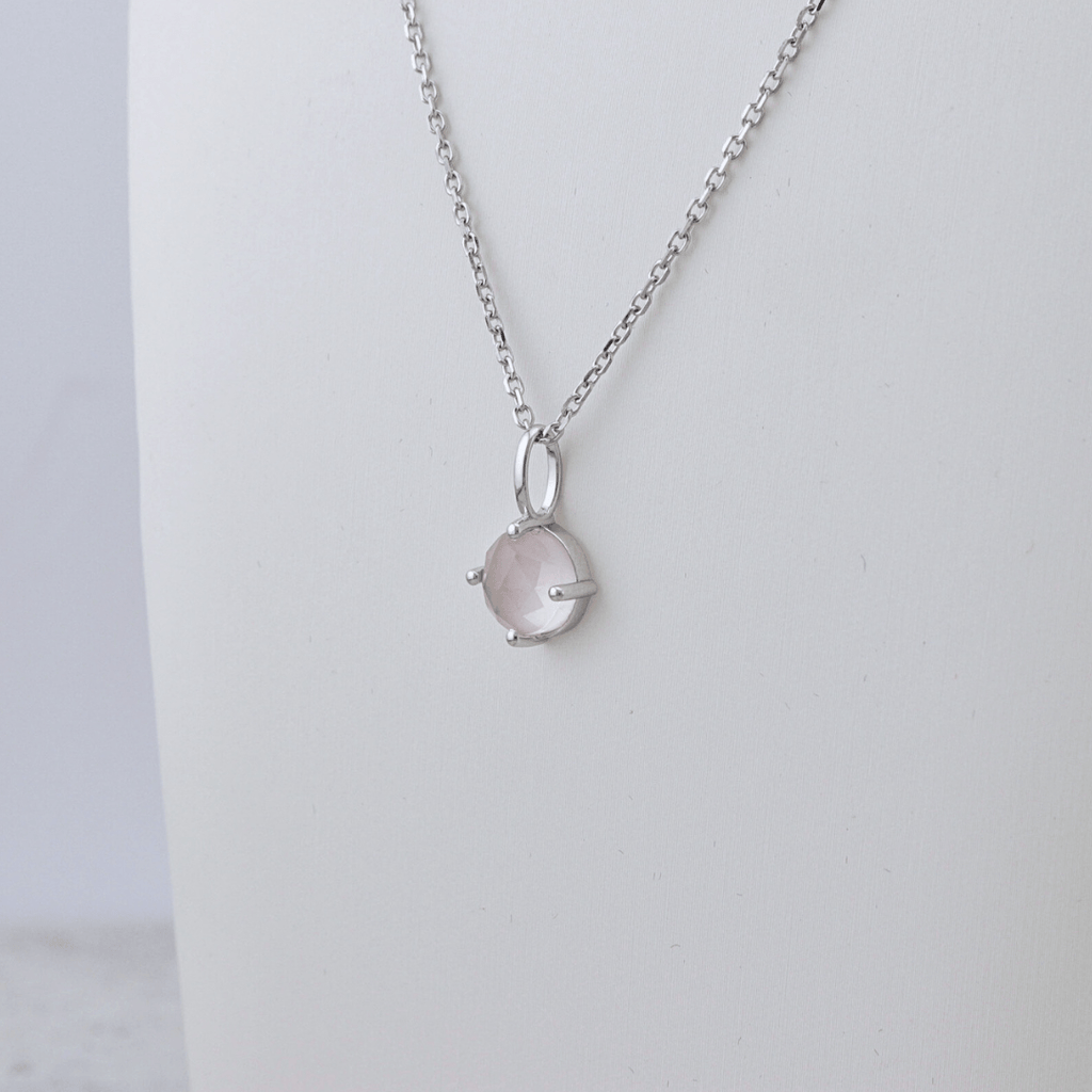 Sterling Silver Necklace with Rose Quartz
