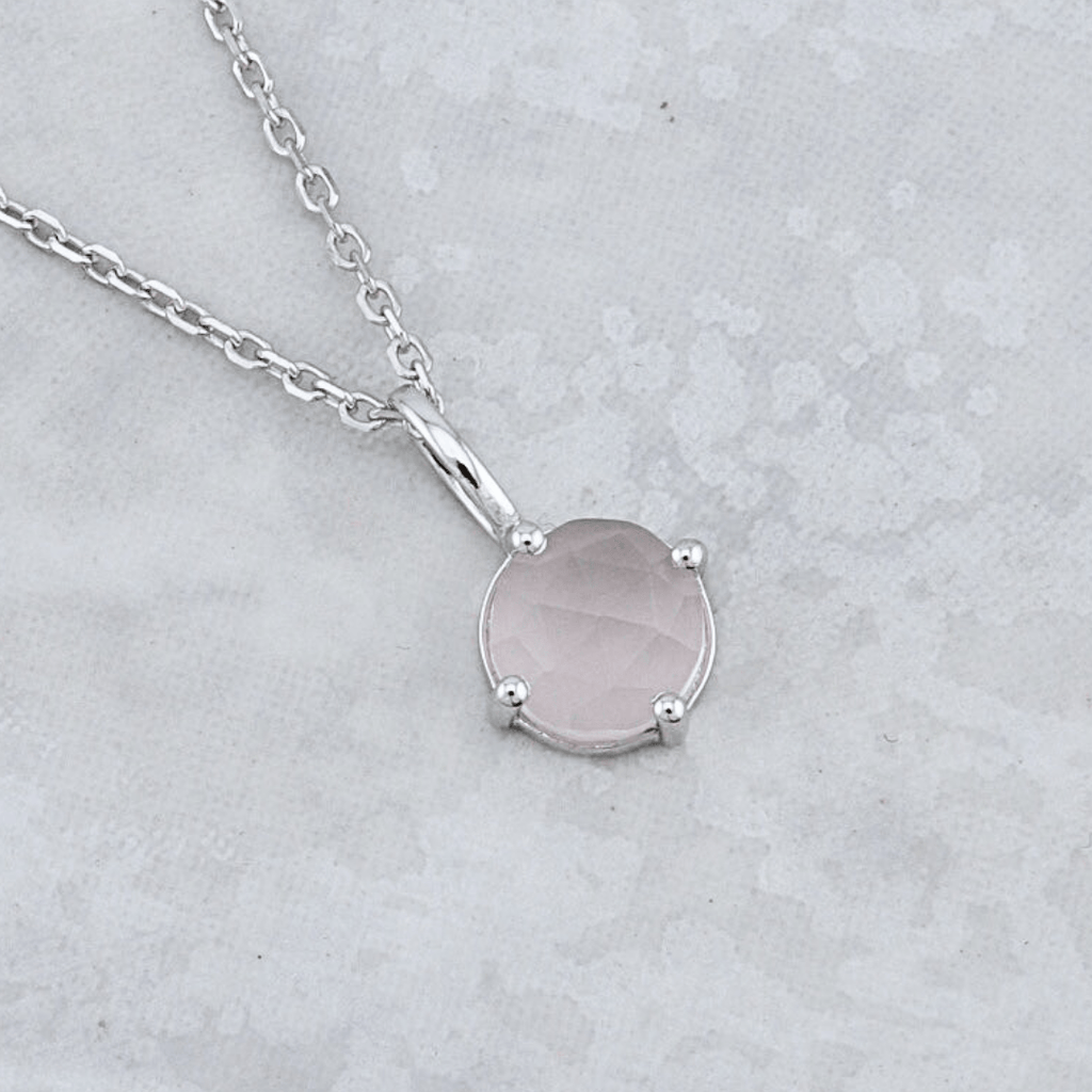 Sterling Silver Necklace with Rose Quartz