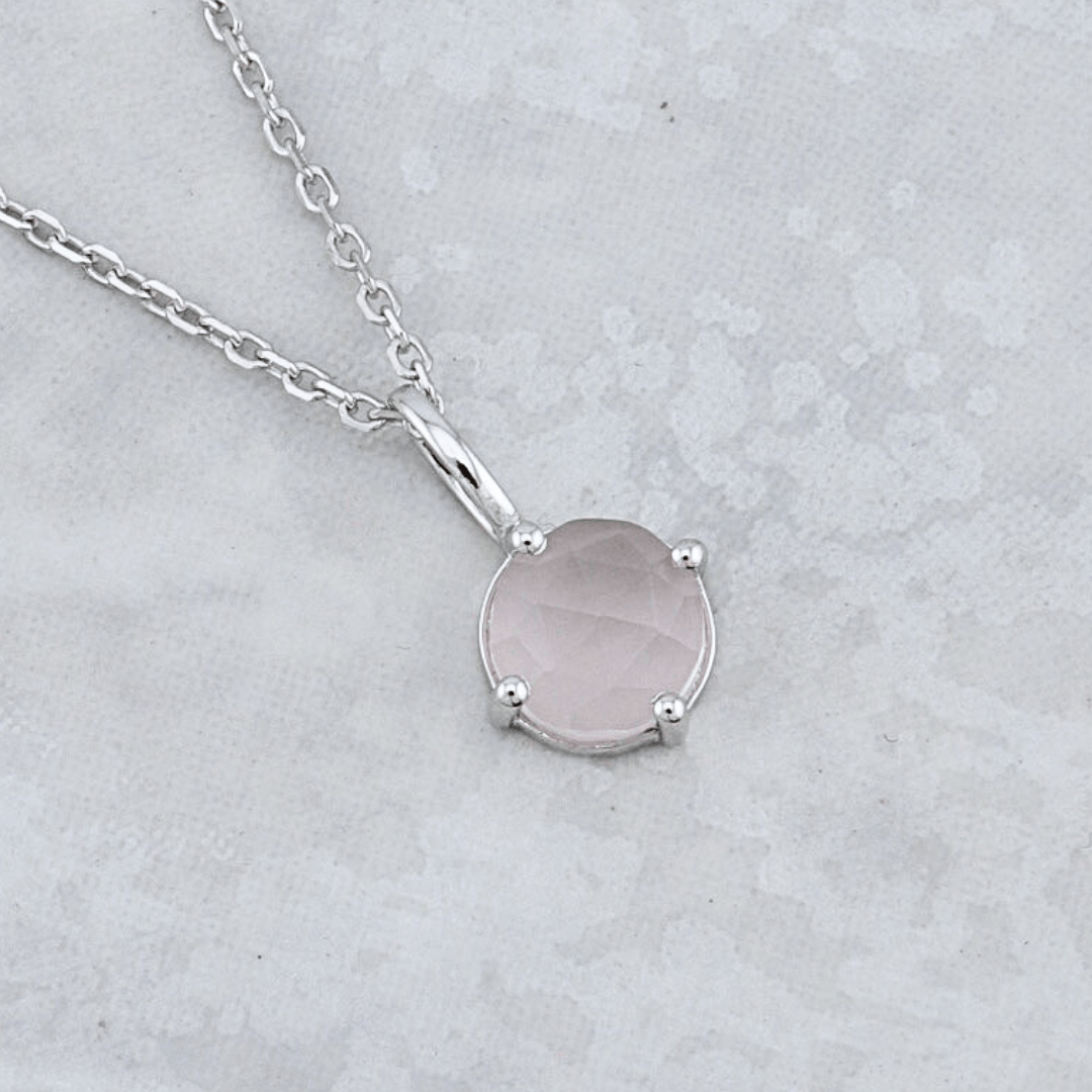 Sterling Silver Necklace with Rose Quartz
