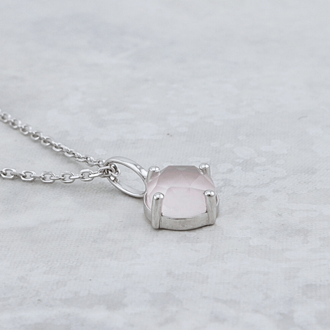 Sterling Silver Necklace with Rose Quartz