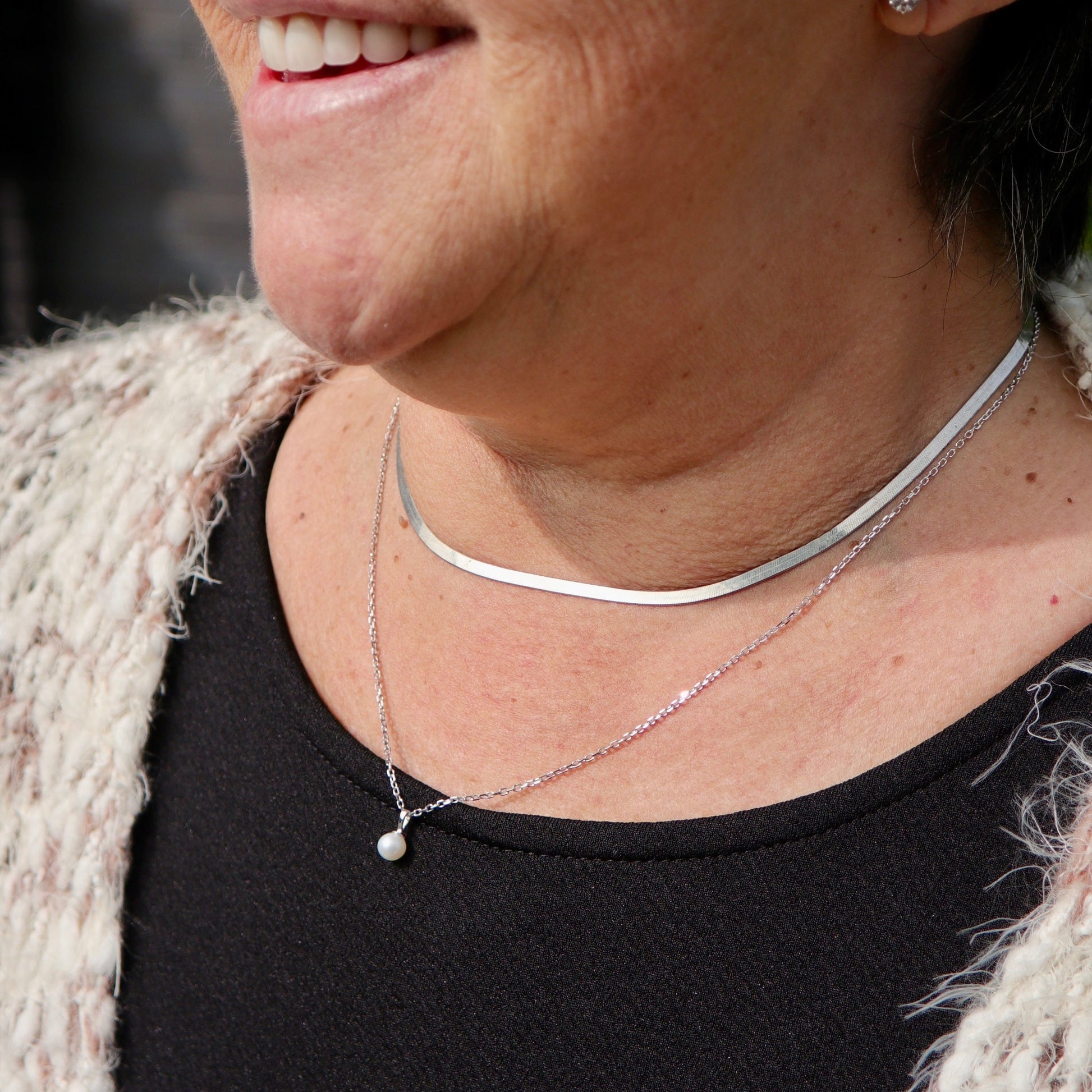 Small Sterling Silver Pearl Necklace
