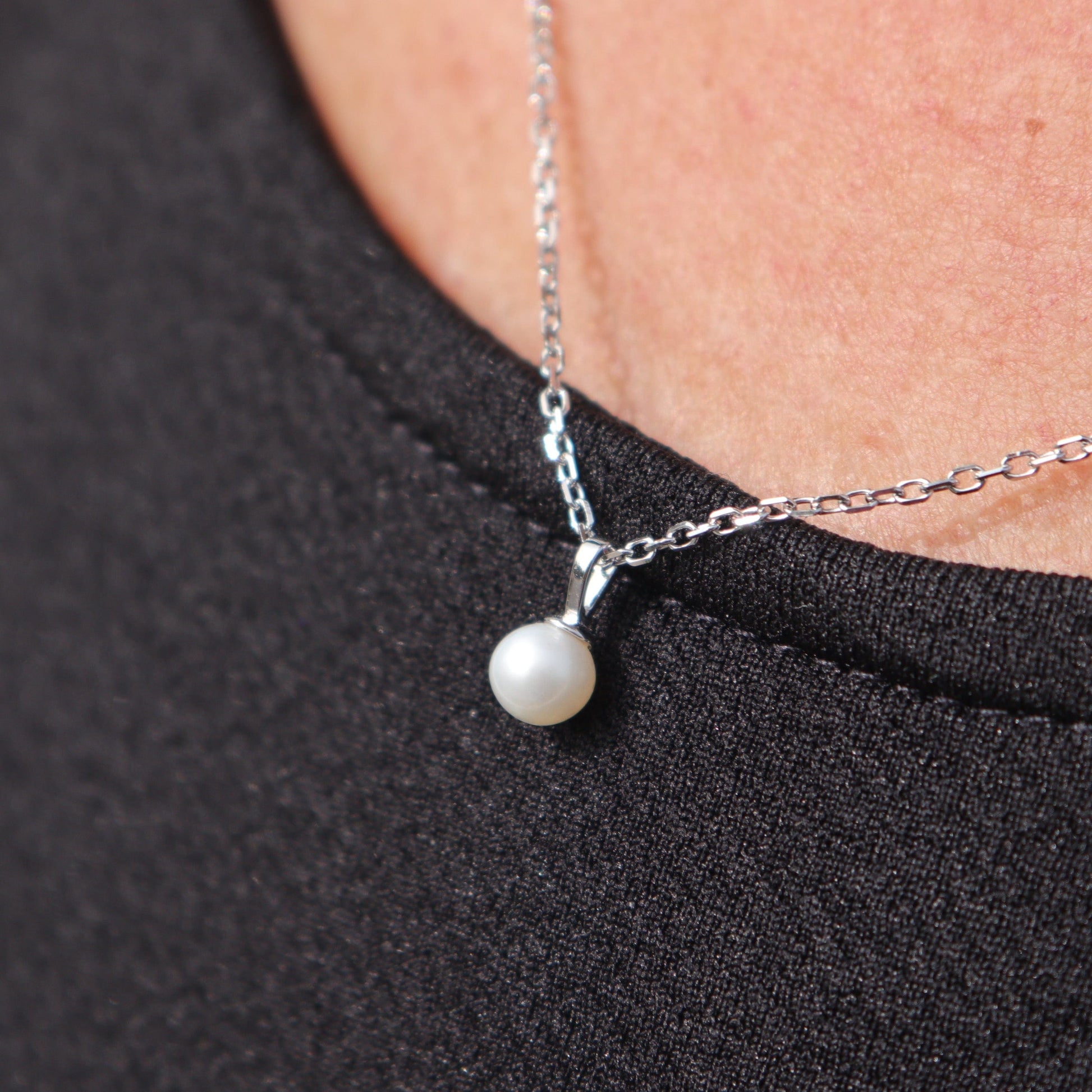Small Sterling Silver Pearl Necklace