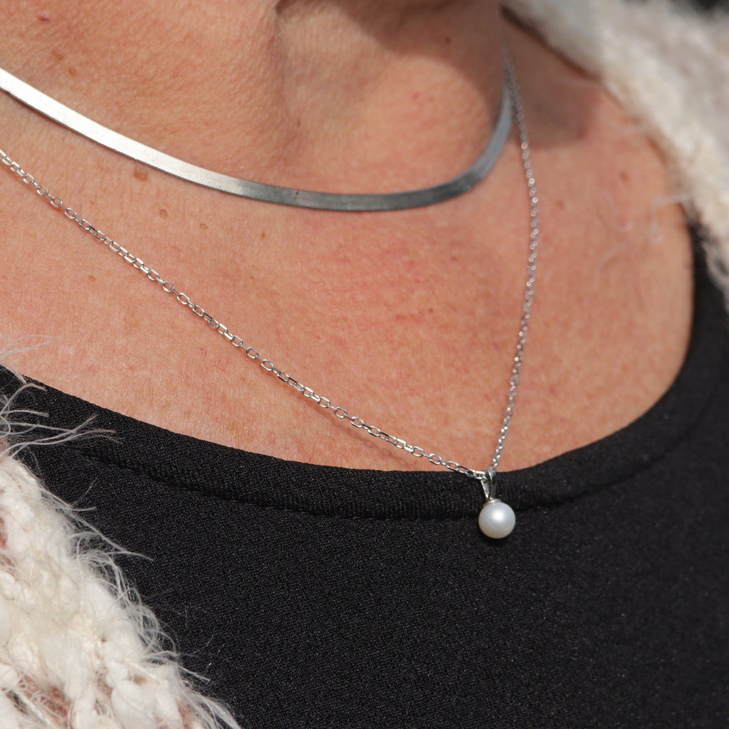 Small Sterling Silver Pearl Necklace