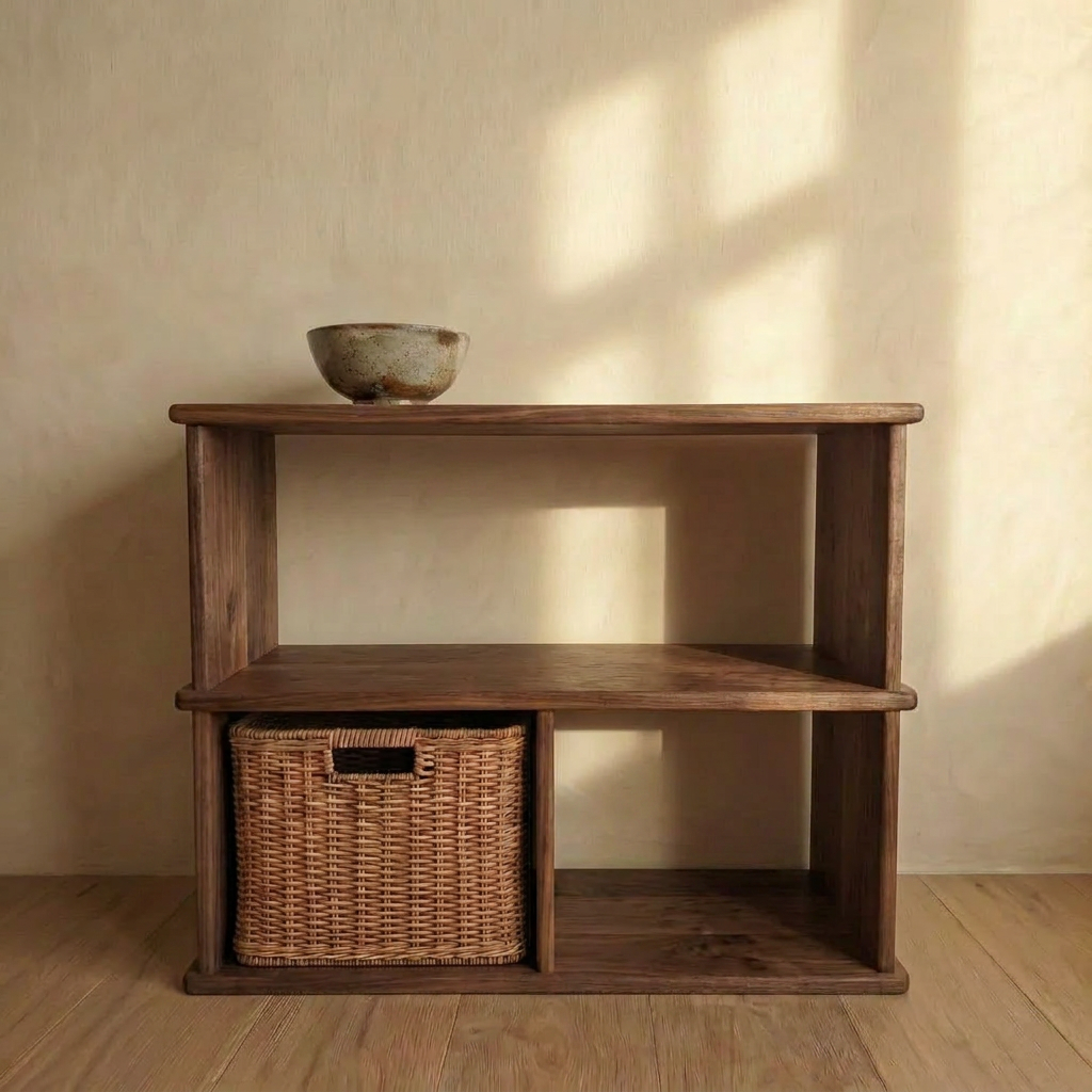 Console bibliothèque en noyer