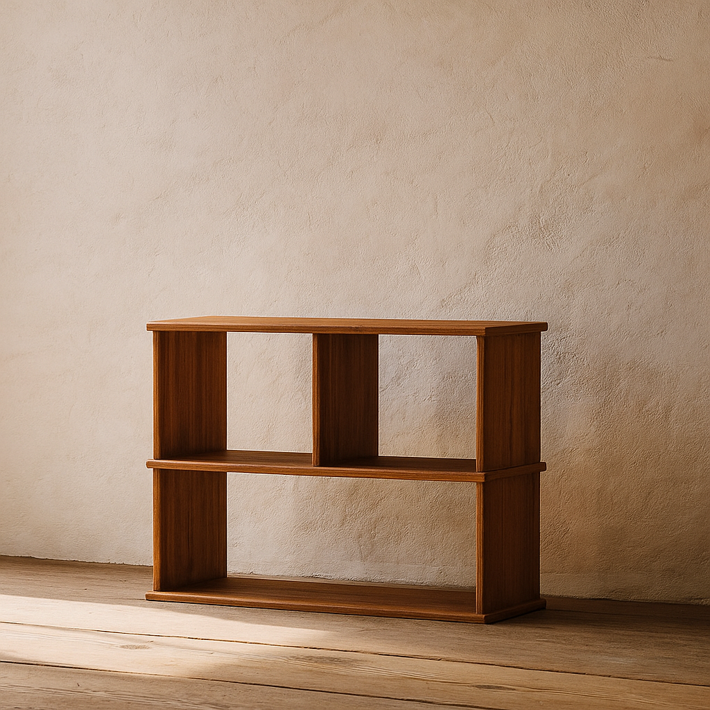 Console bookcase in red oak