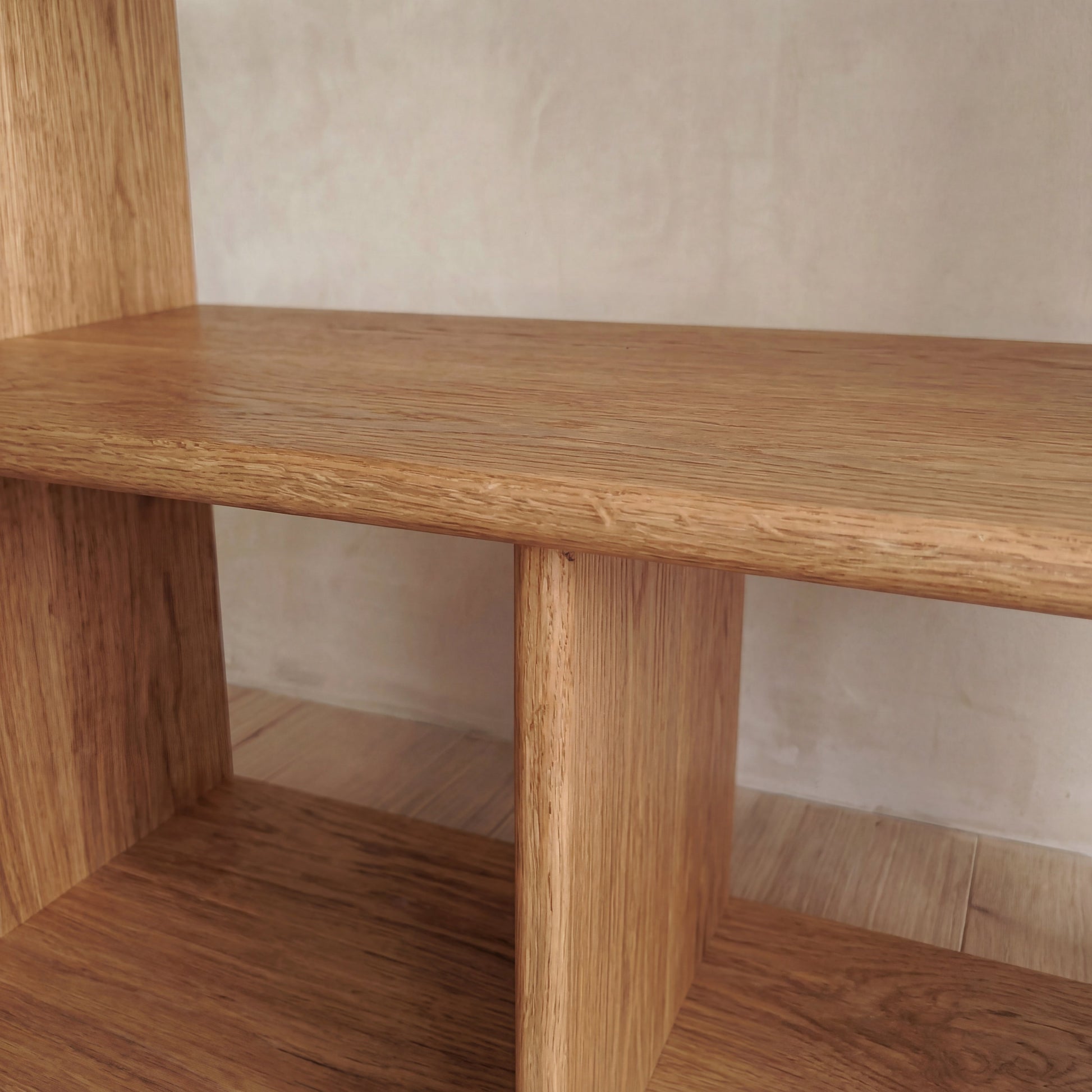 65 Inch Bookshelf TV Stand in White Oak