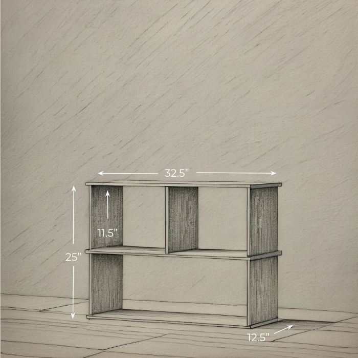 Console bookcase in red oak