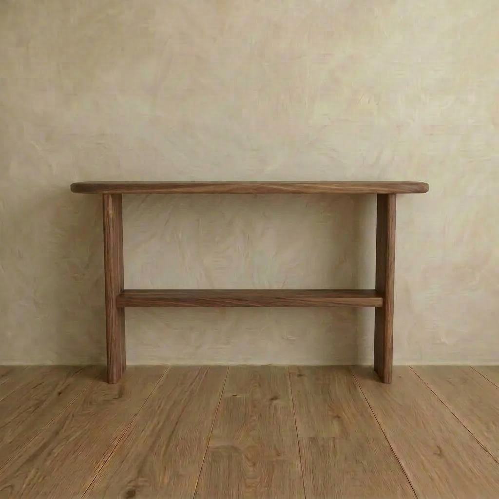 Console table with shelf in walnut