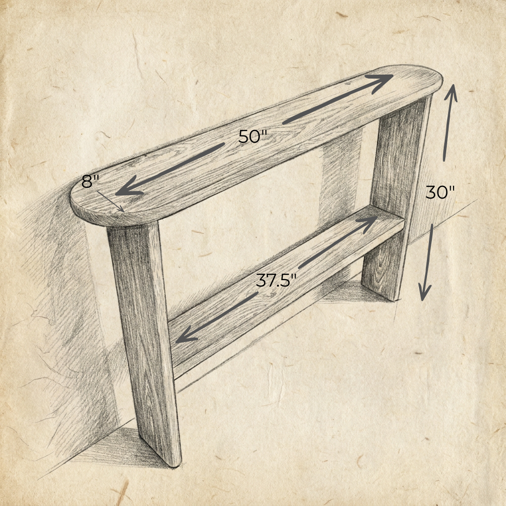 Console table with shelf in walnut