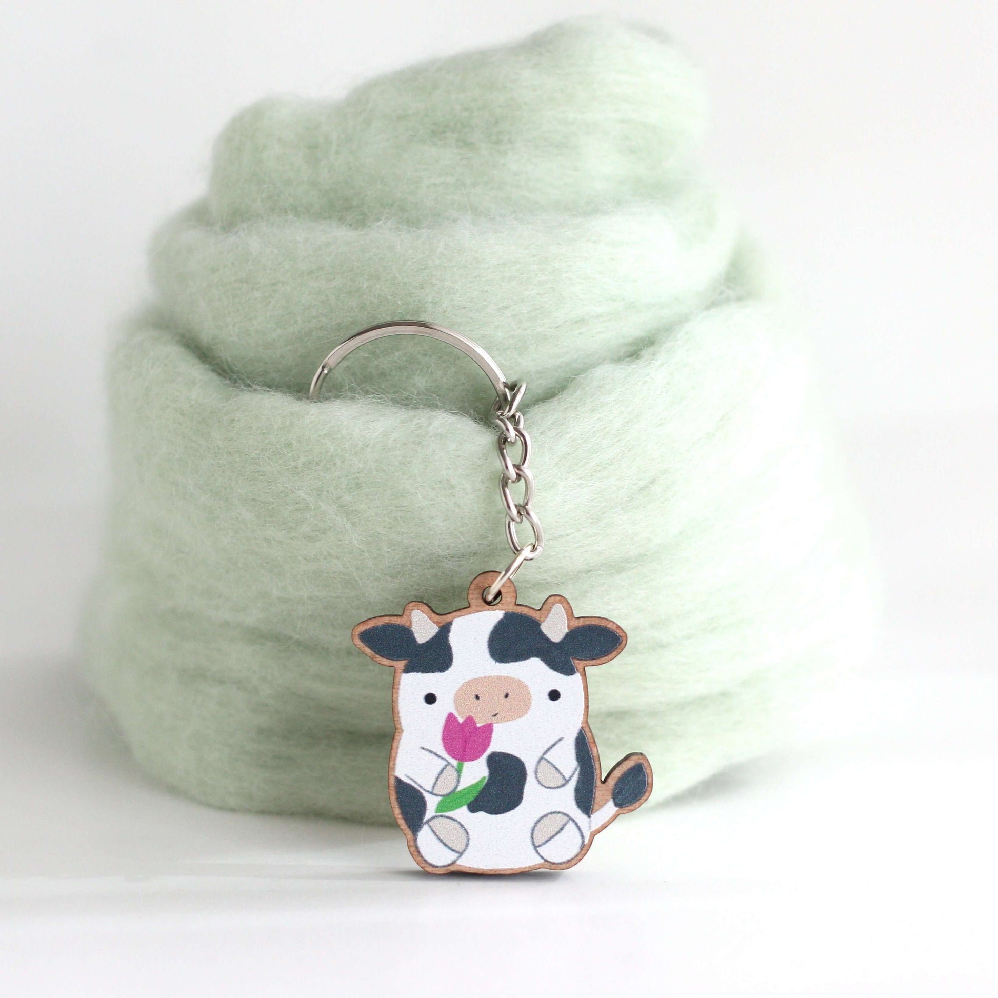 Porte-clés en bois de vache - Porte-clés en bois animal - Porte-monnaie durable