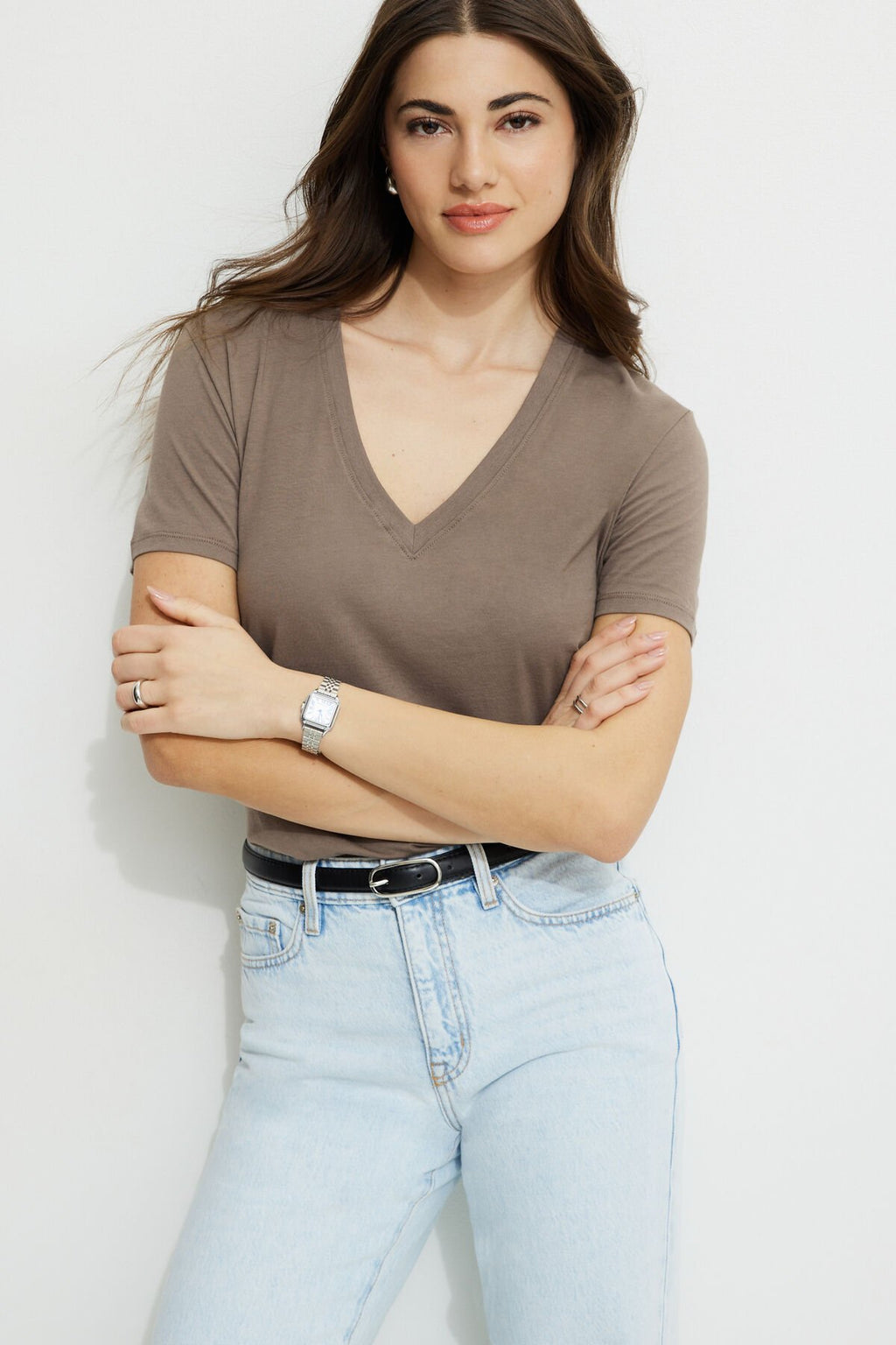 T-shirt essentiel en coton à col en V