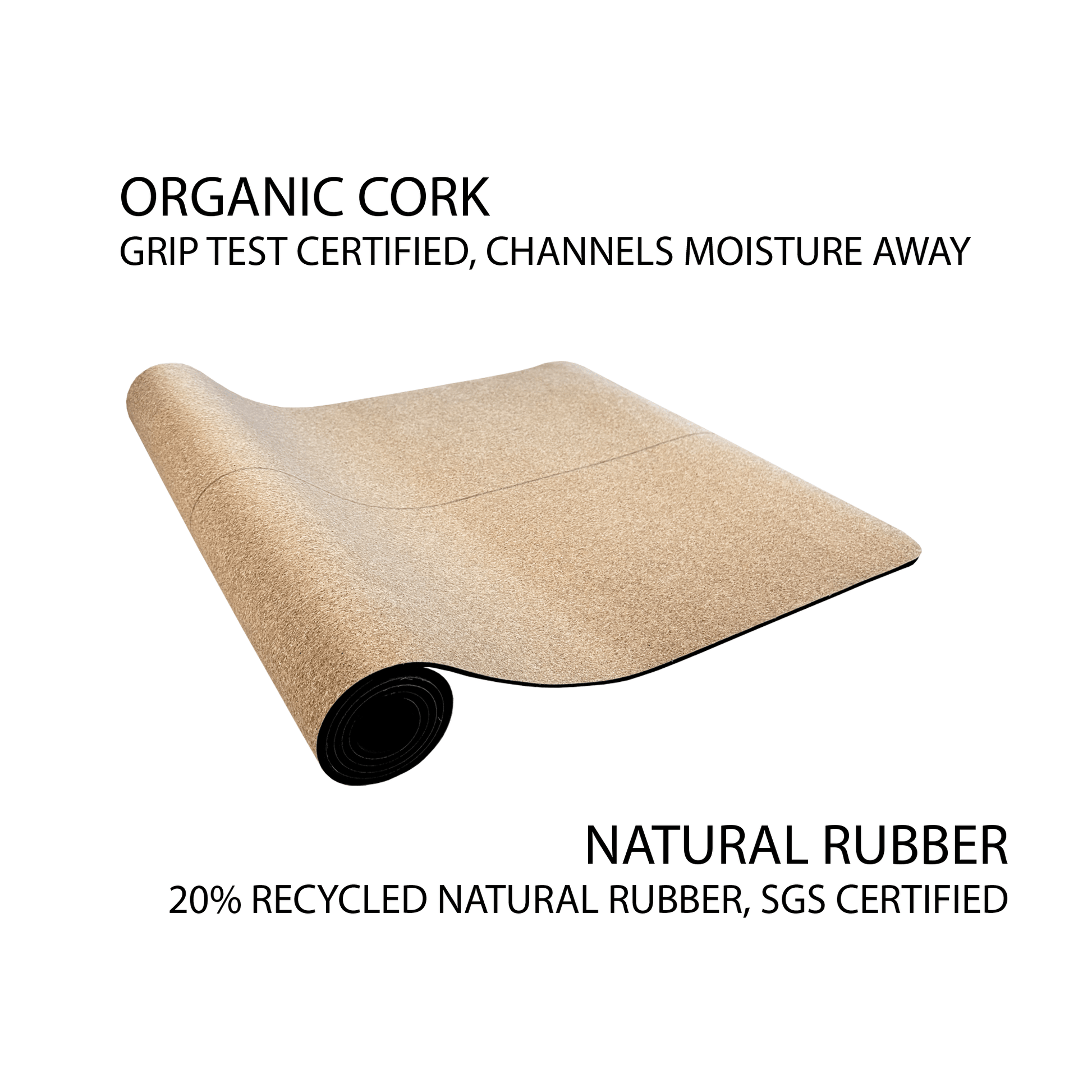 Crk Yoga Mat made of Organic Cork and Natural Rubber, 5mm Thick • The Flowers Mat