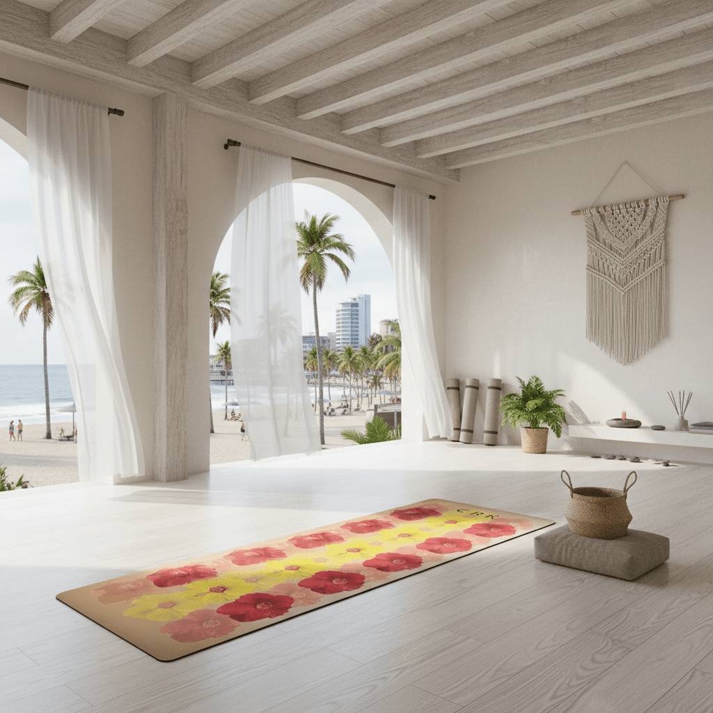 Crk Yoga Mat made of Recycled Natural Rubber with an Alignment System, 4mm Thick • The Summer Mat