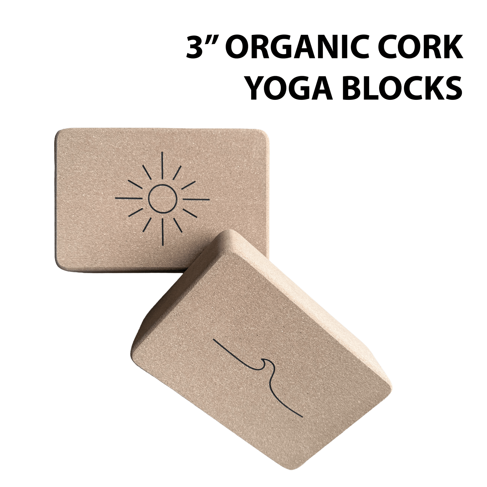 Crk's 3" Yoga Blocks Made of Organic Cork • Sun & Wave