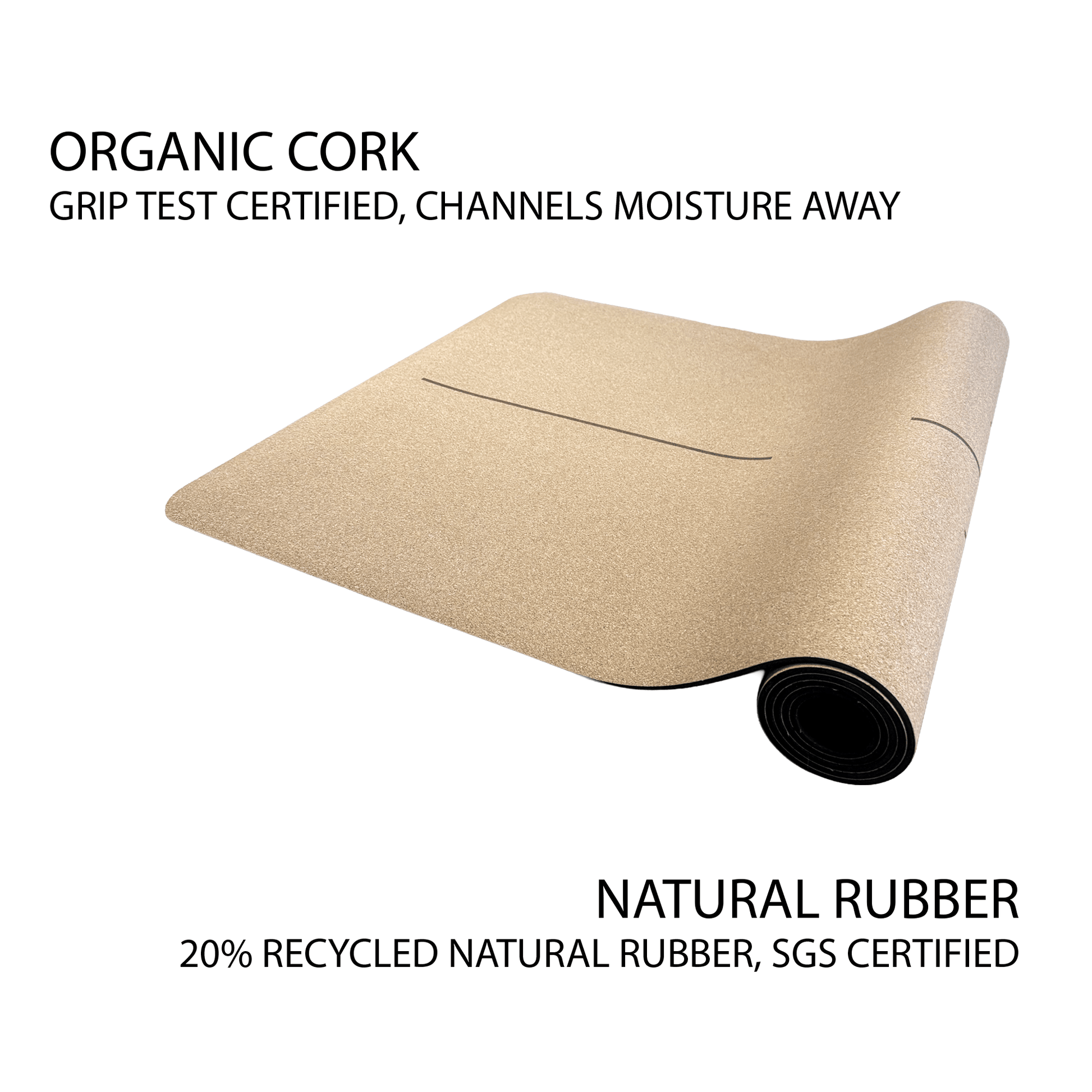 Crk's Organic Cork Yoga Mat with Recycled Natural Rubber, 4mm Thick • The Sun Mat