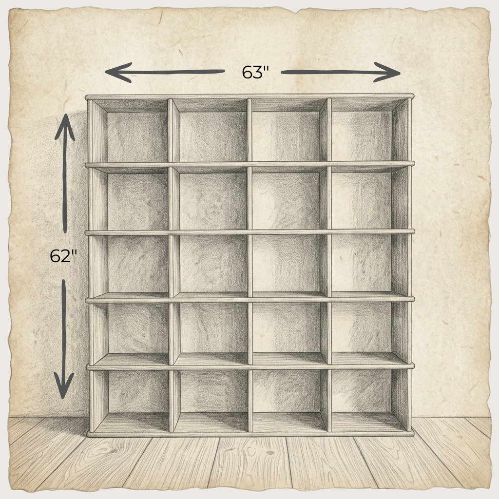 Cube bookshelf in red oak