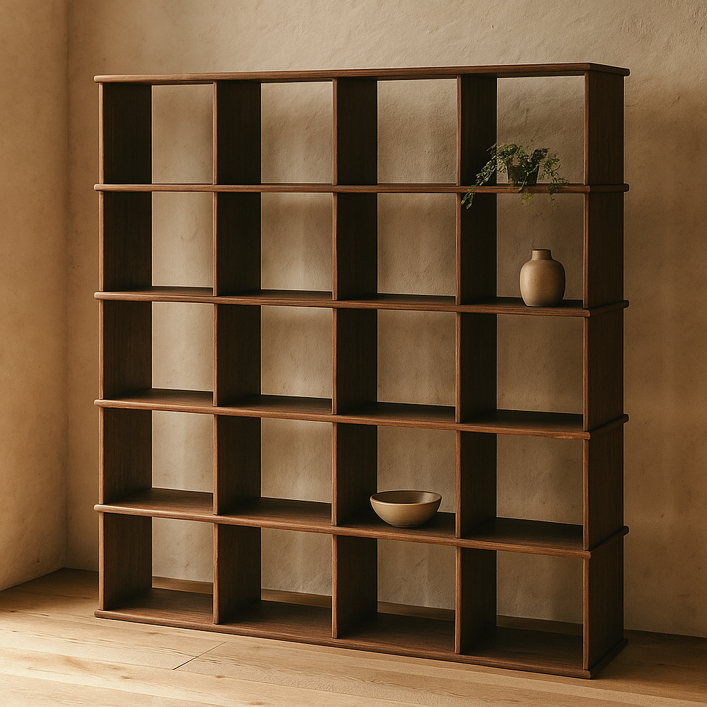 Cube bookshelf in walnut