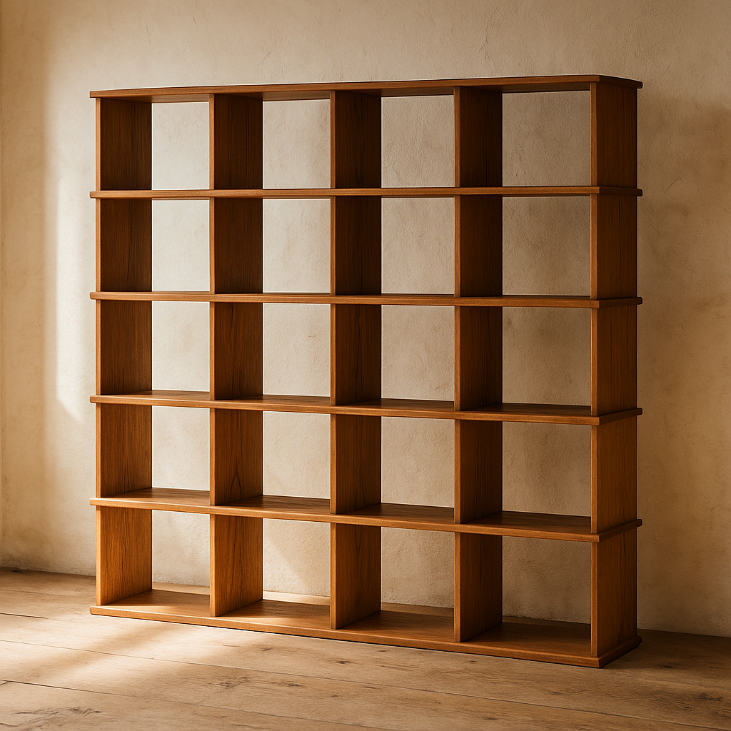 Cube bookshelf in red oak