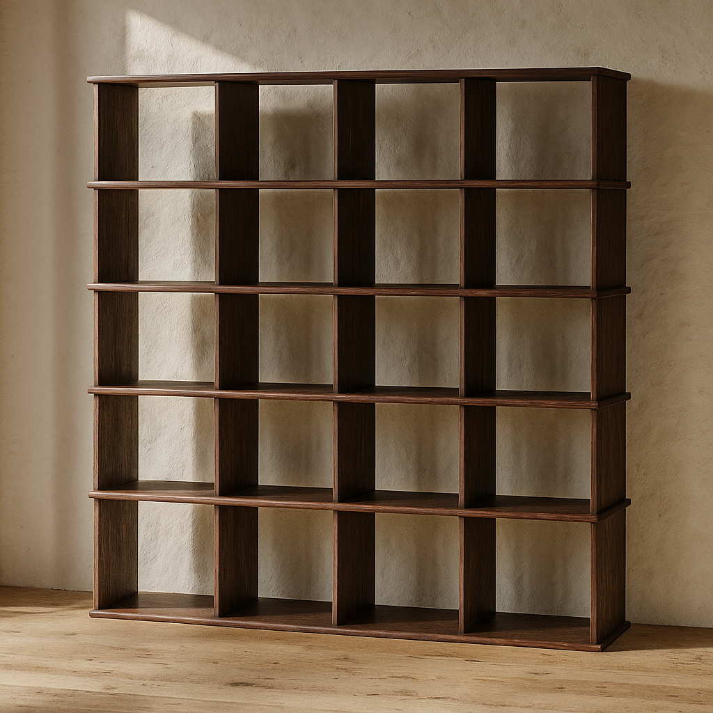 Cube bookshelf in walnut