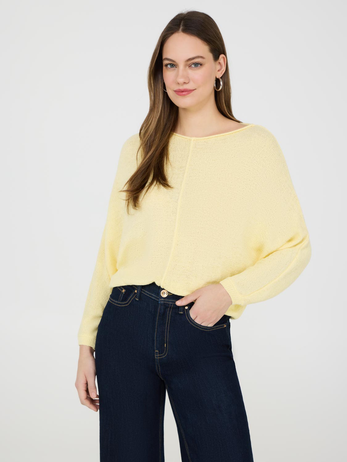 Pull à col bateau et manches dolman