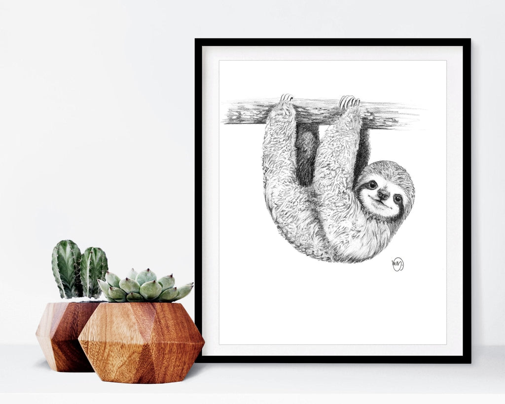 Cute Baby Sloth - black and white animal print
