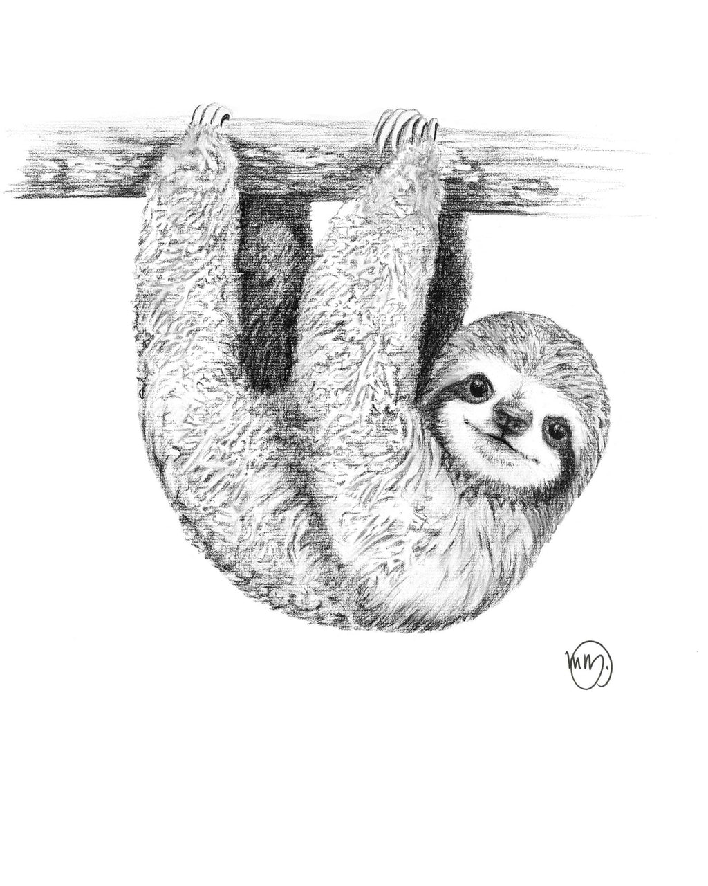Cute Baby Sloth - black and white animal print