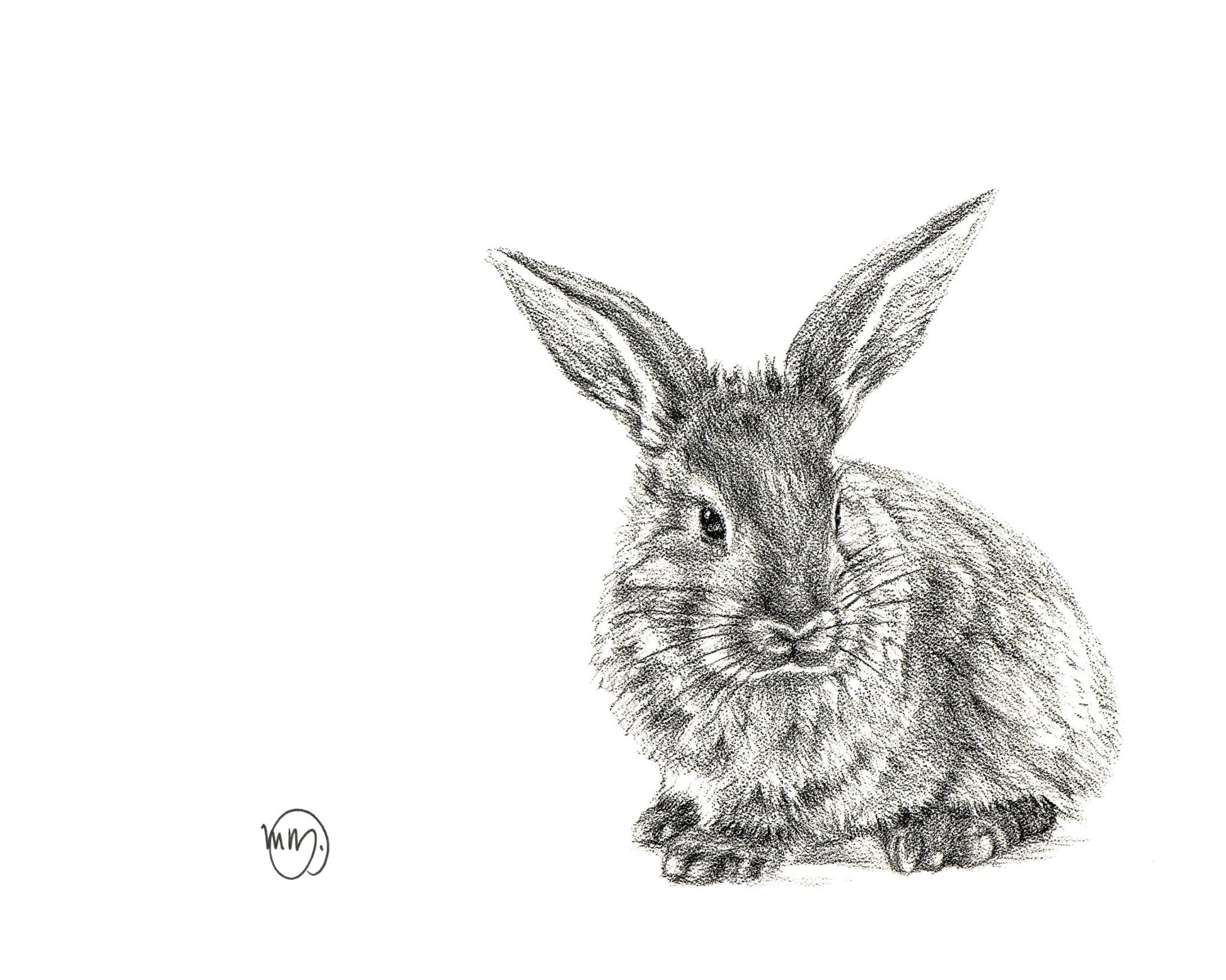 Cute Rabbit Profile - Black and White Nursery Wildlife Art Print
