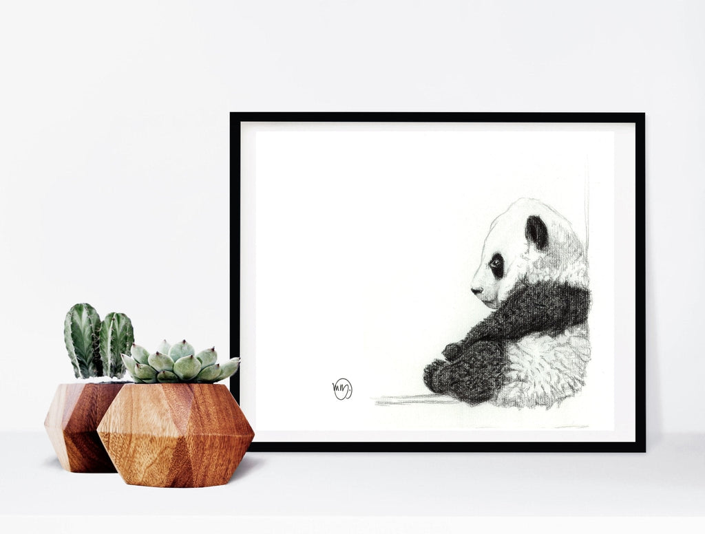 Cute Sitting Panda - black and white animal prints