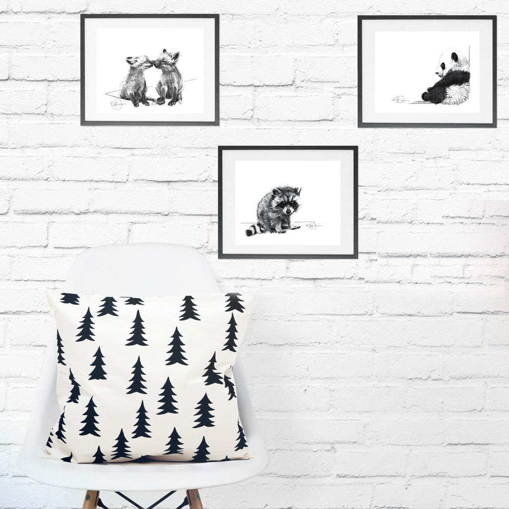 Cute Sitting Panda - black and white animal prints