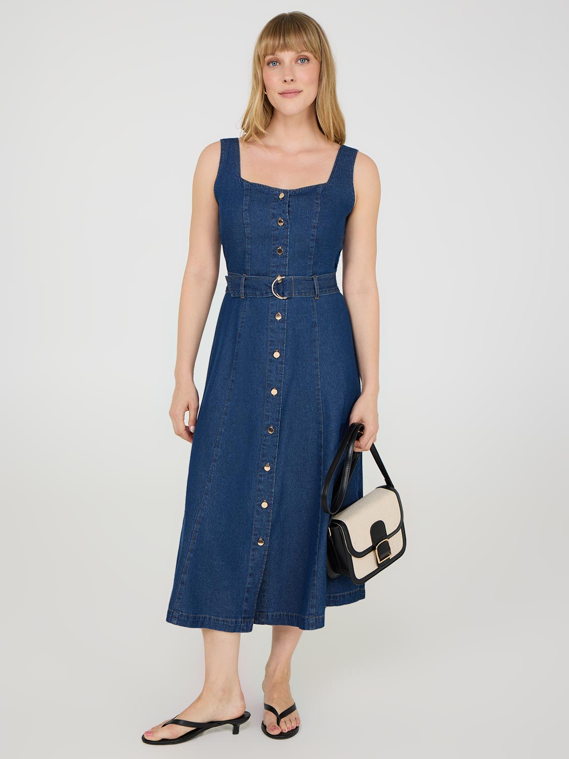 Robe midi en jean sans manches