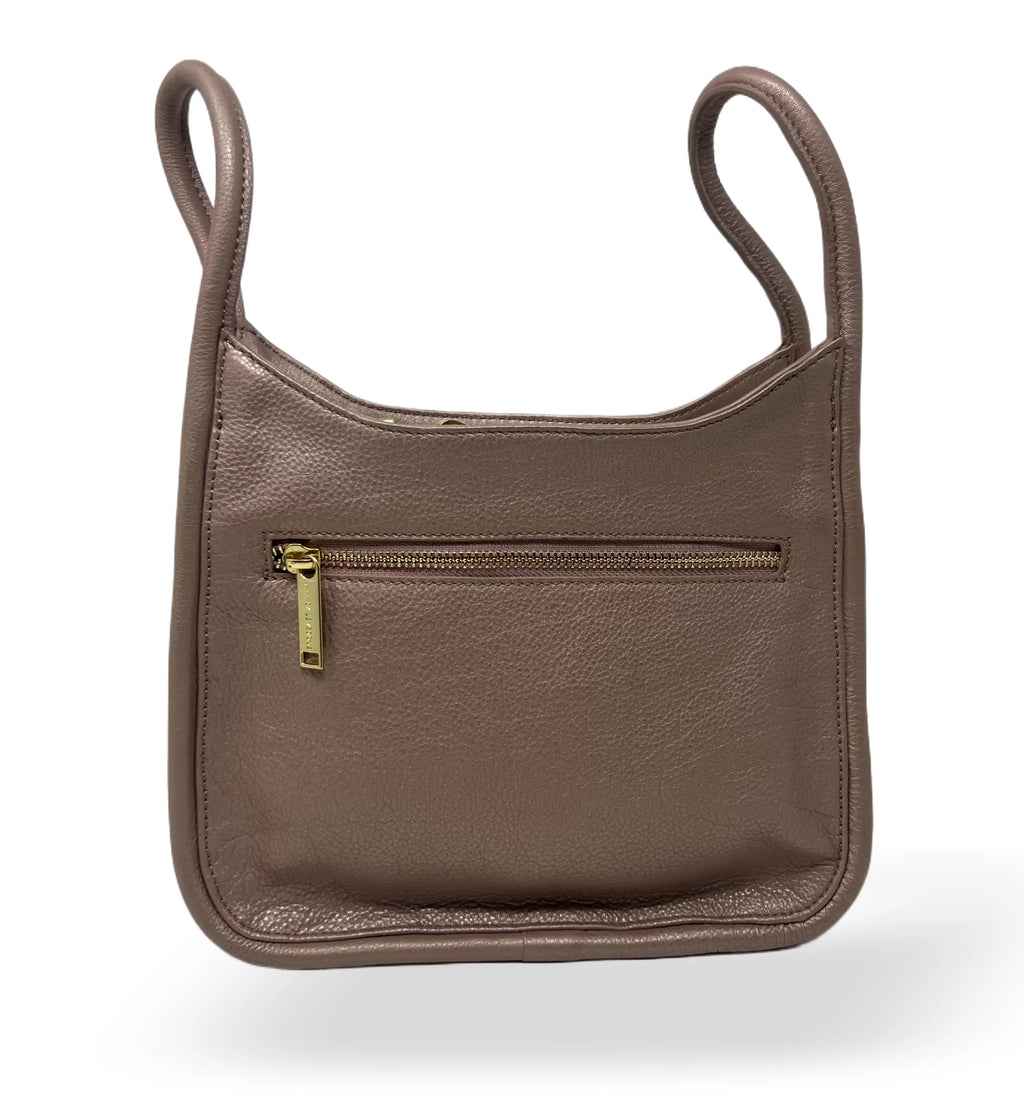Platinum Leather Handbag, 2-in-1, Bianca