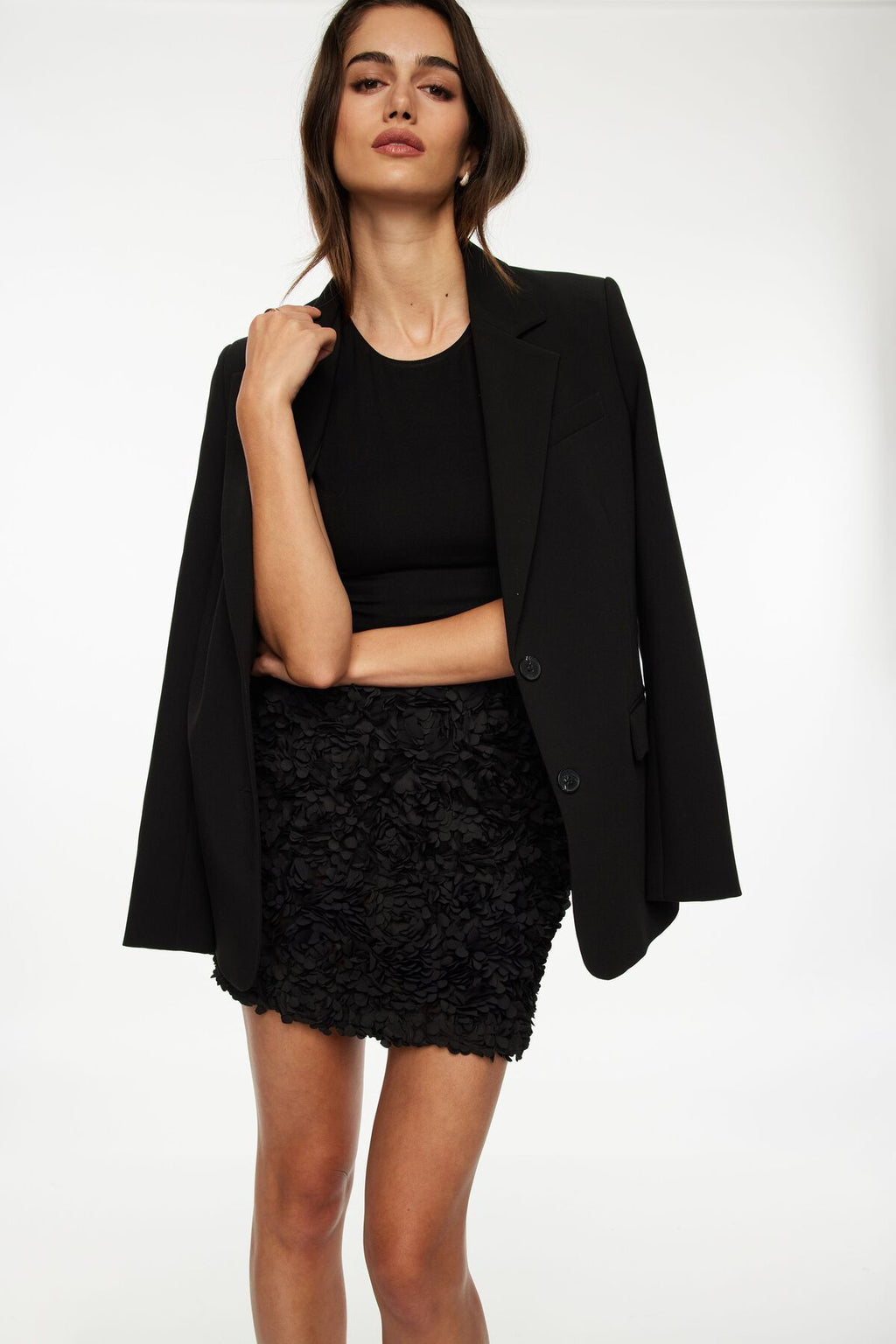 Flower Appliqué Bodycon Mini Skirt