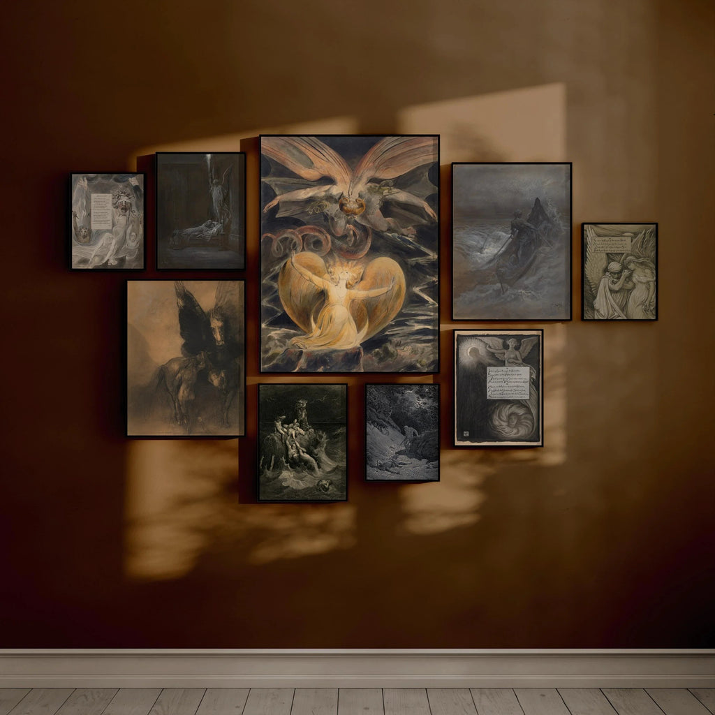 Ensemble d'affiches murales Visions obscures : Illustrations spirituelles mythiques