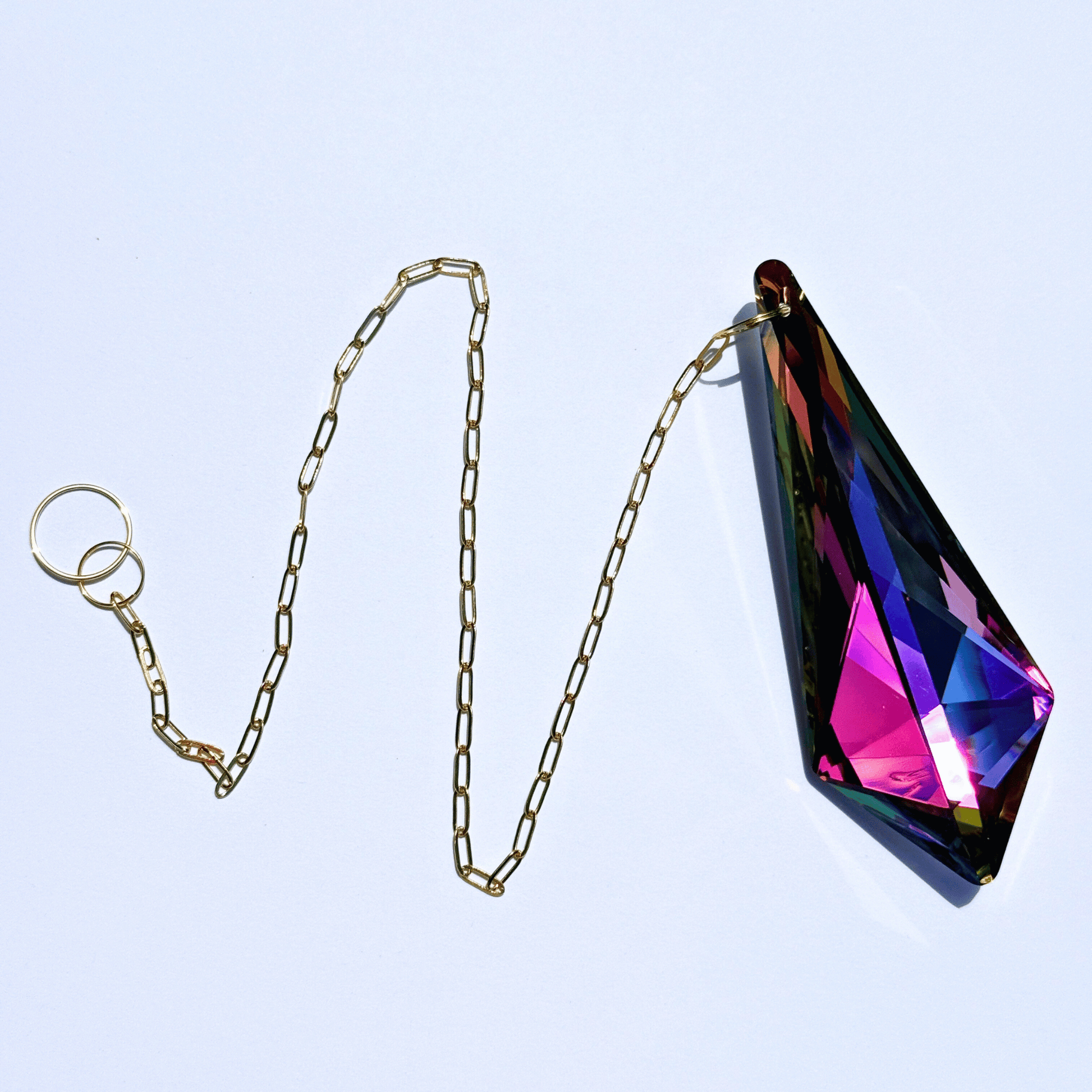 XXL Dark Rainbow Long Geo Prism Suncatcher