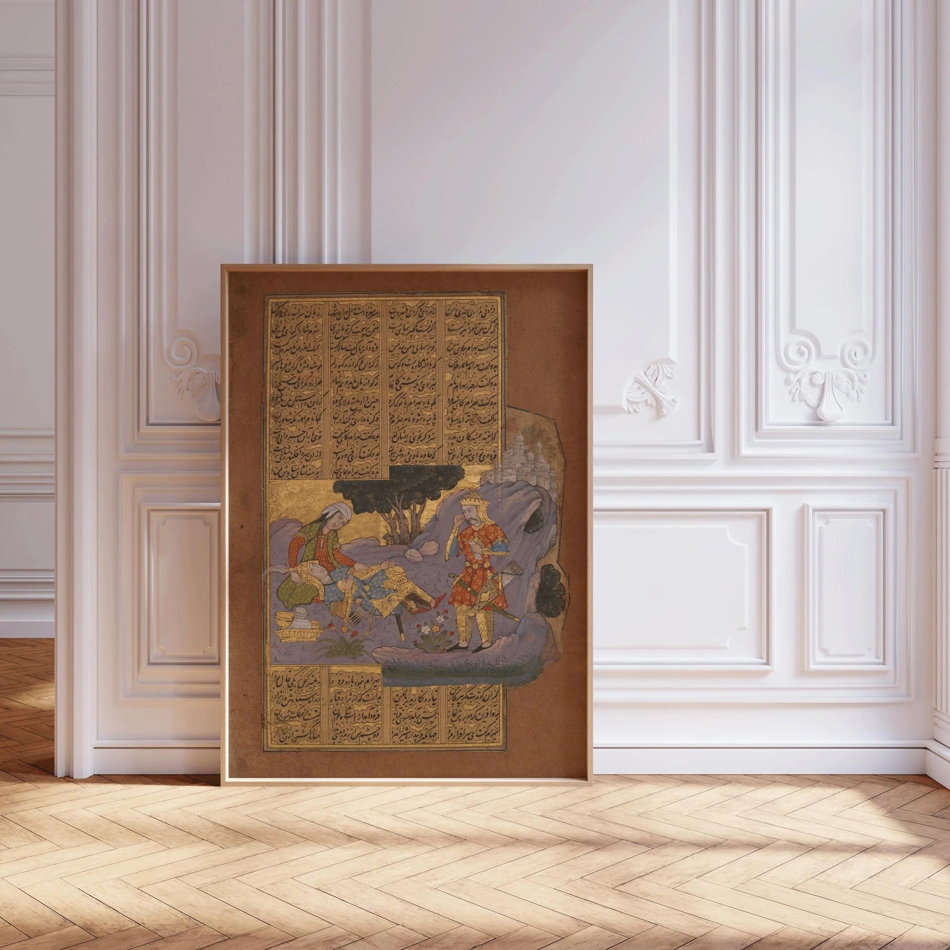 Mort de Farud - Shahnama de Firdausi - Miniature persane d'une beauté et d'une précision exceptionnelles | Reproduction encadrée disponible