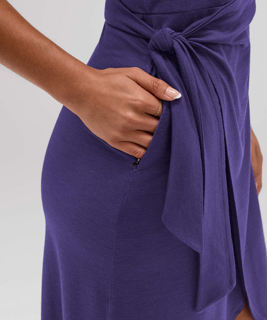 Robe nouée en laine mérinos pour femme
