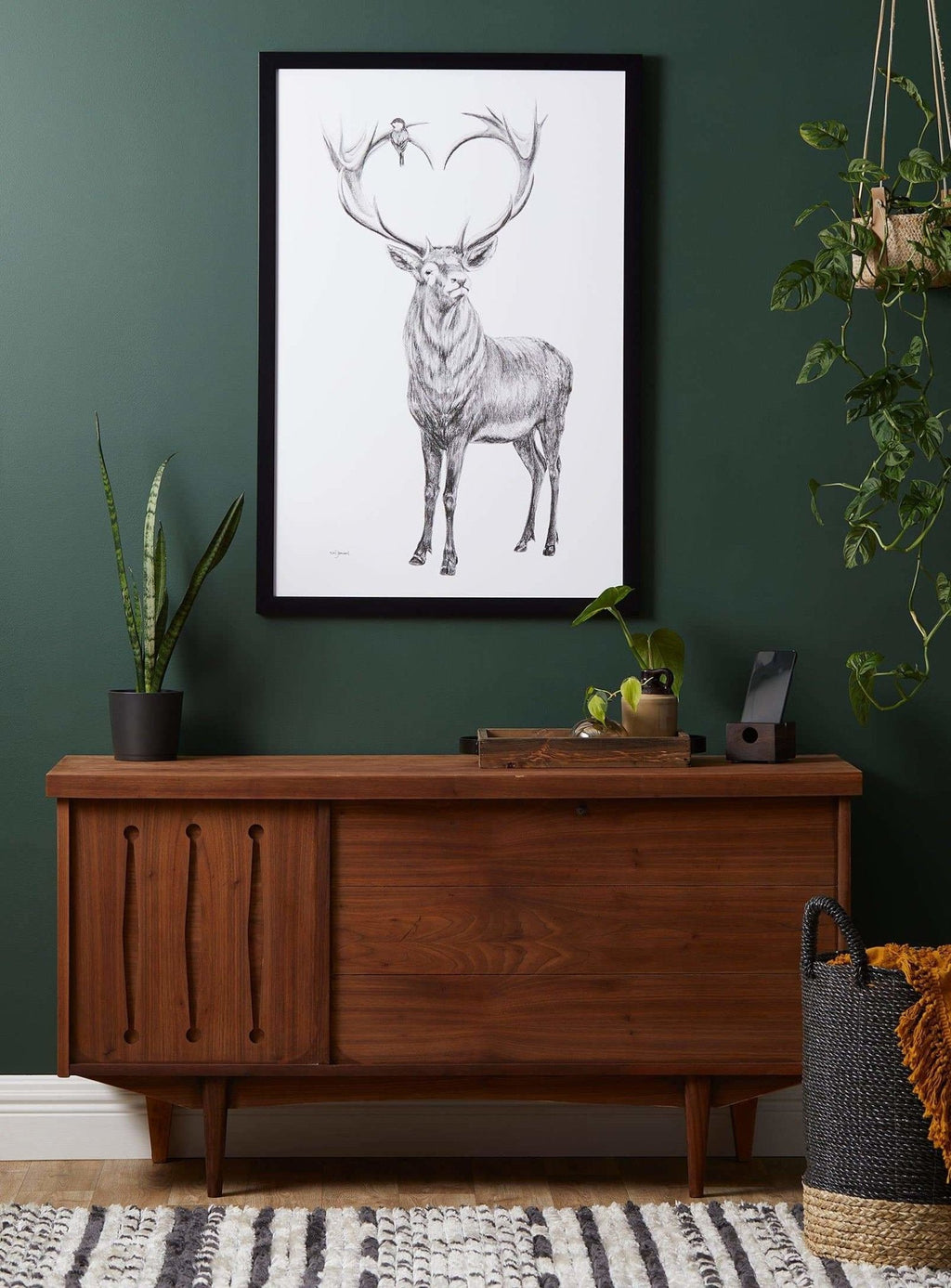 Deer with heart shaped antlers - illustration
