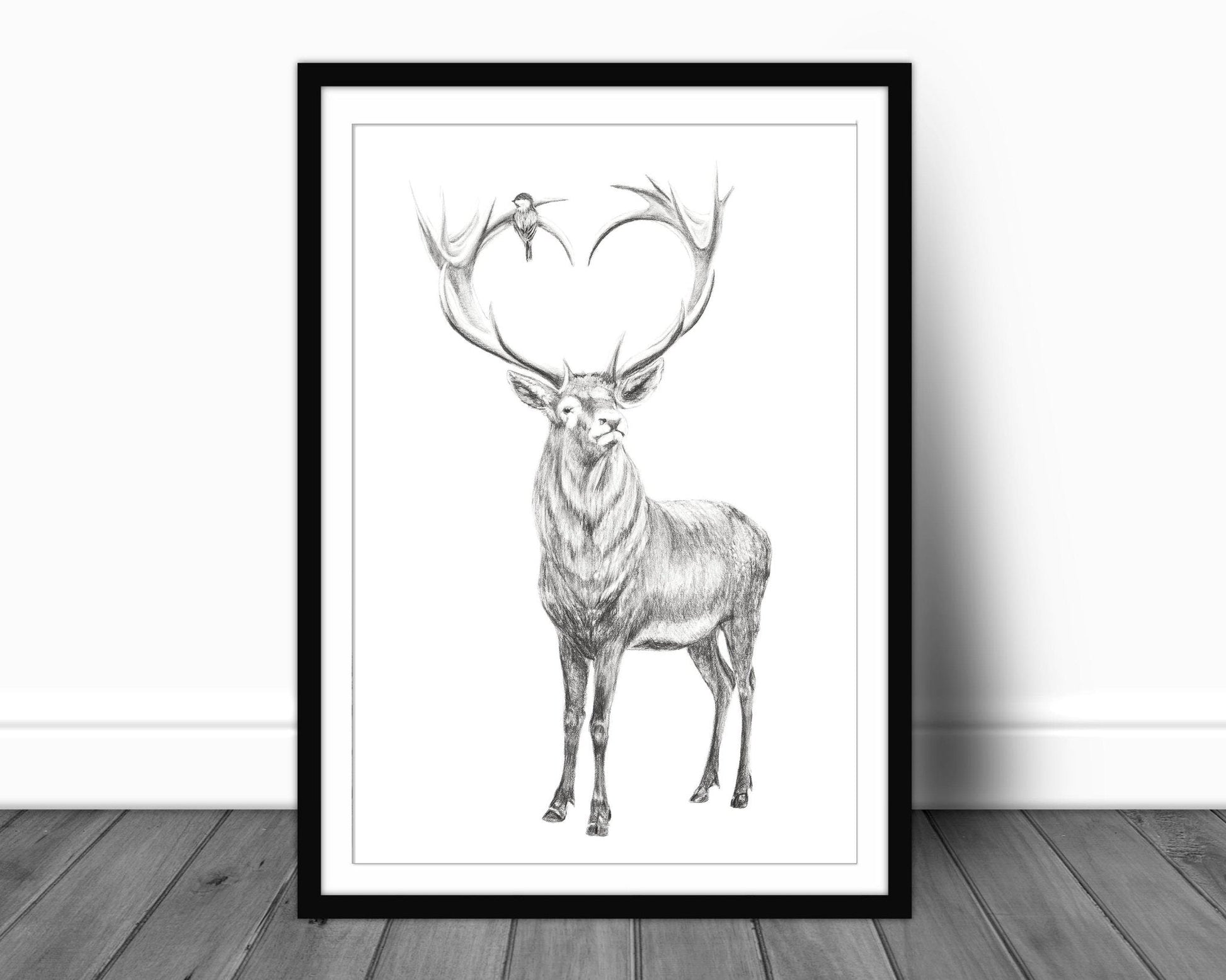 Deer with heart shaped antlers - illustration