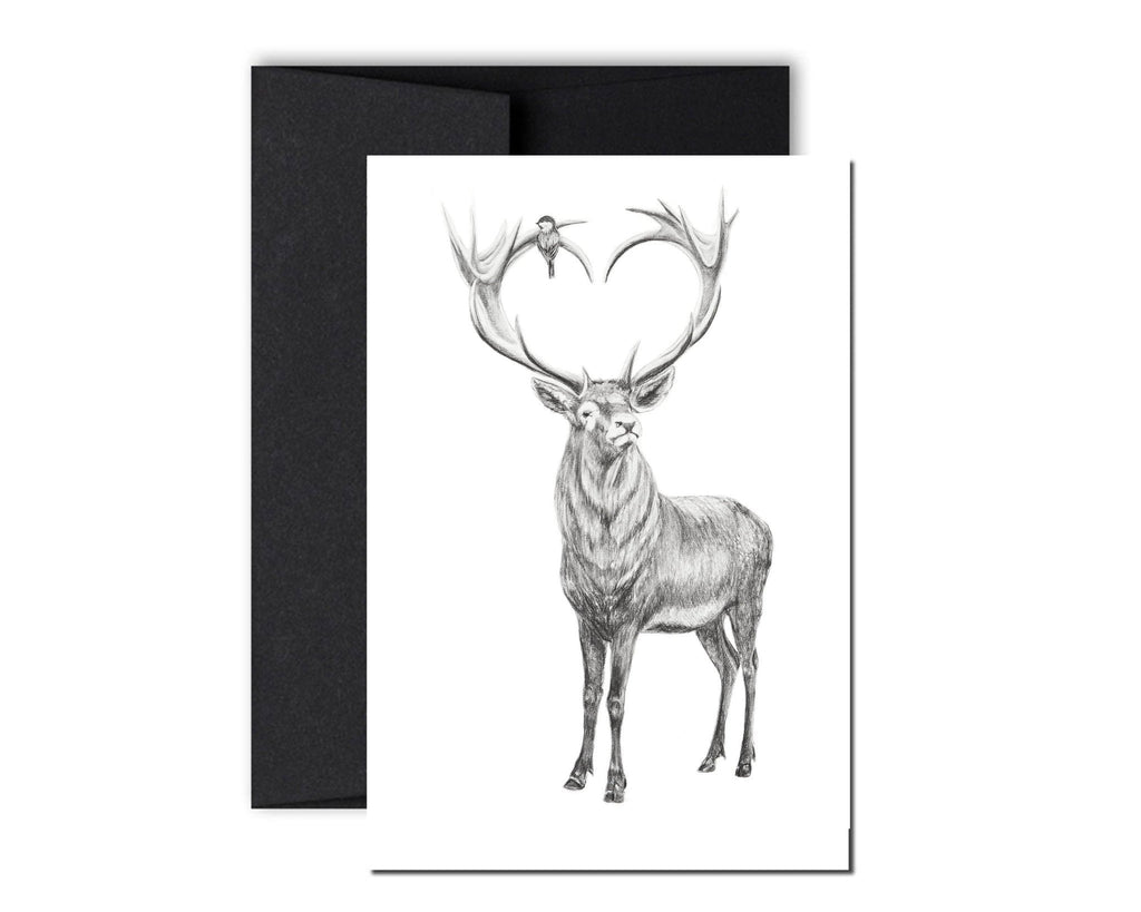 Deer with heart shaped antlers greeting card