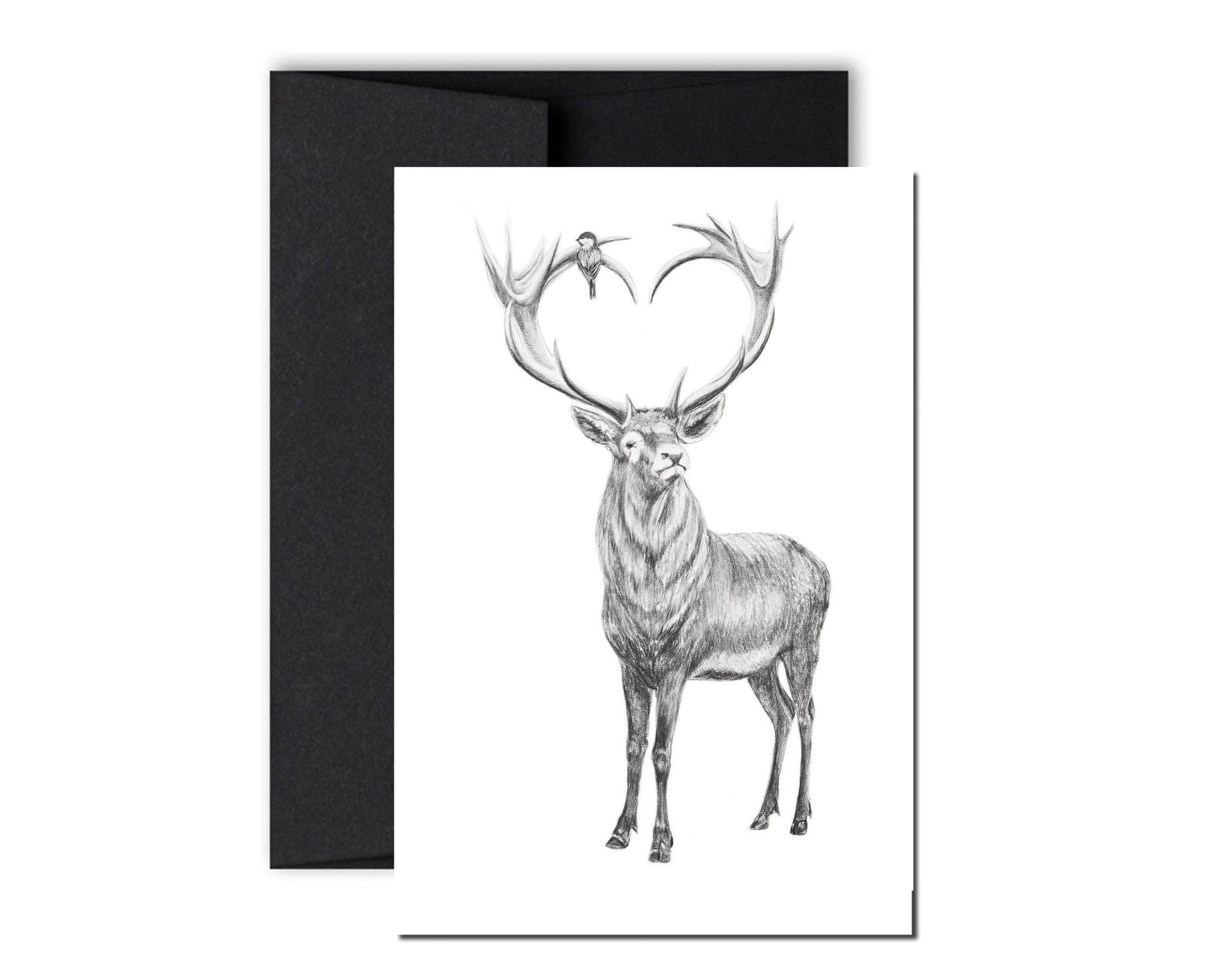 Deer with heart shaped antlers greeting card