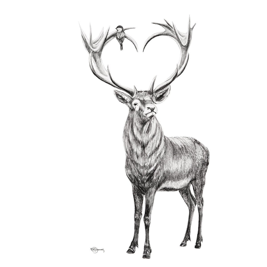 Deer with heart shaped antlers - illustration